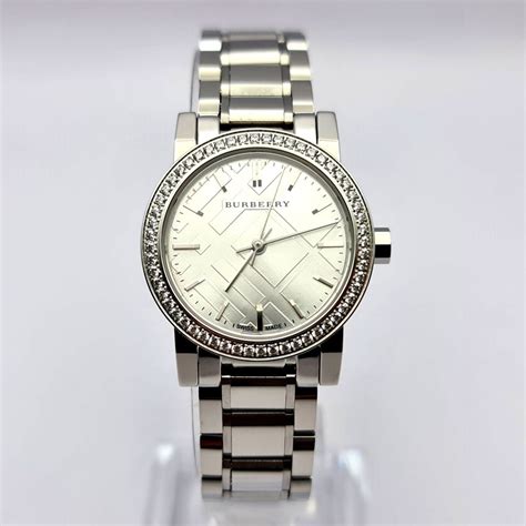 Ladies Burberry City Diamond Silver Stainless Steel Watch BU9220